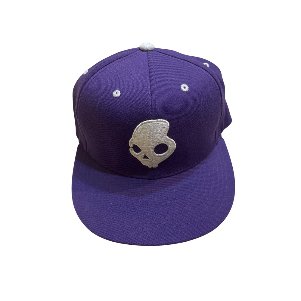 Skullcandy Hat Mens S-M Purple Flat Brim Flexfit Skull Logo Excellent condition